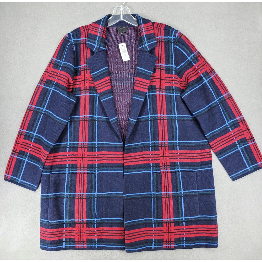 Talbots Blazer Womens 1Xp Merino Wool Plaid Old Money Career Work Casual Preppy